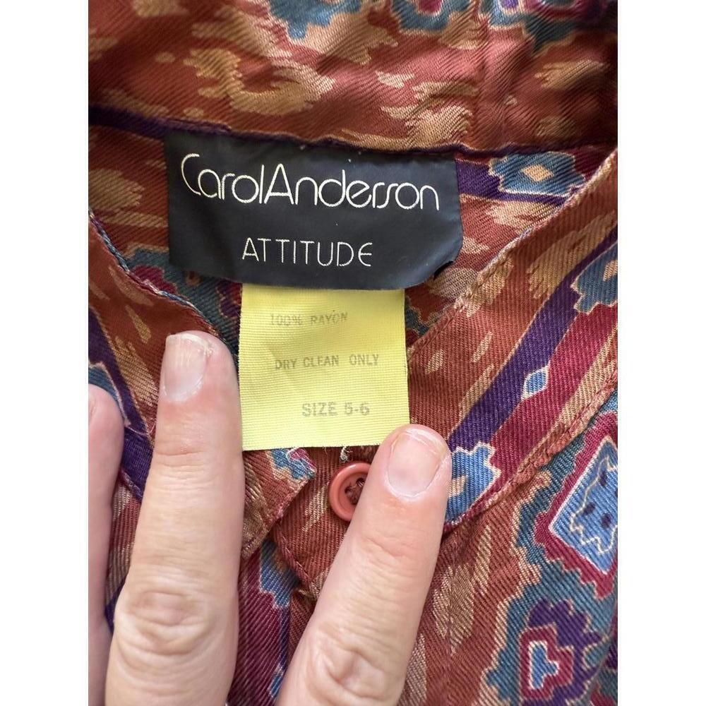 Carol Andersson Attitude Rayon Southwestern Print Button Up Blouse Size 5-6 - Picture 3 of 5